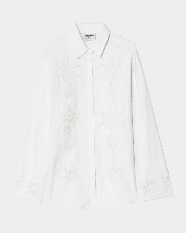 Morning Embroidered Button-Front Shirt